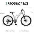 Mountain Bike For Girls And Boys Mountain 24 Inch Shimano 7 Speed Bike Cycling Silver Garden & Outdoor Aluminium Alloy