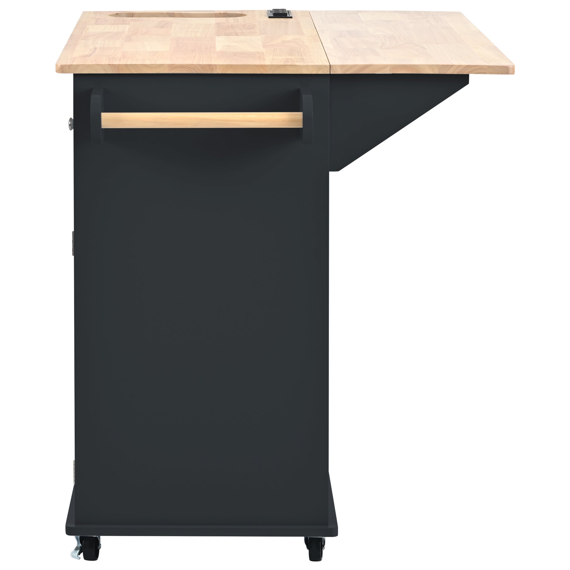 Kitchen Island with Power Outlet,Kitchen Storage black-mdf