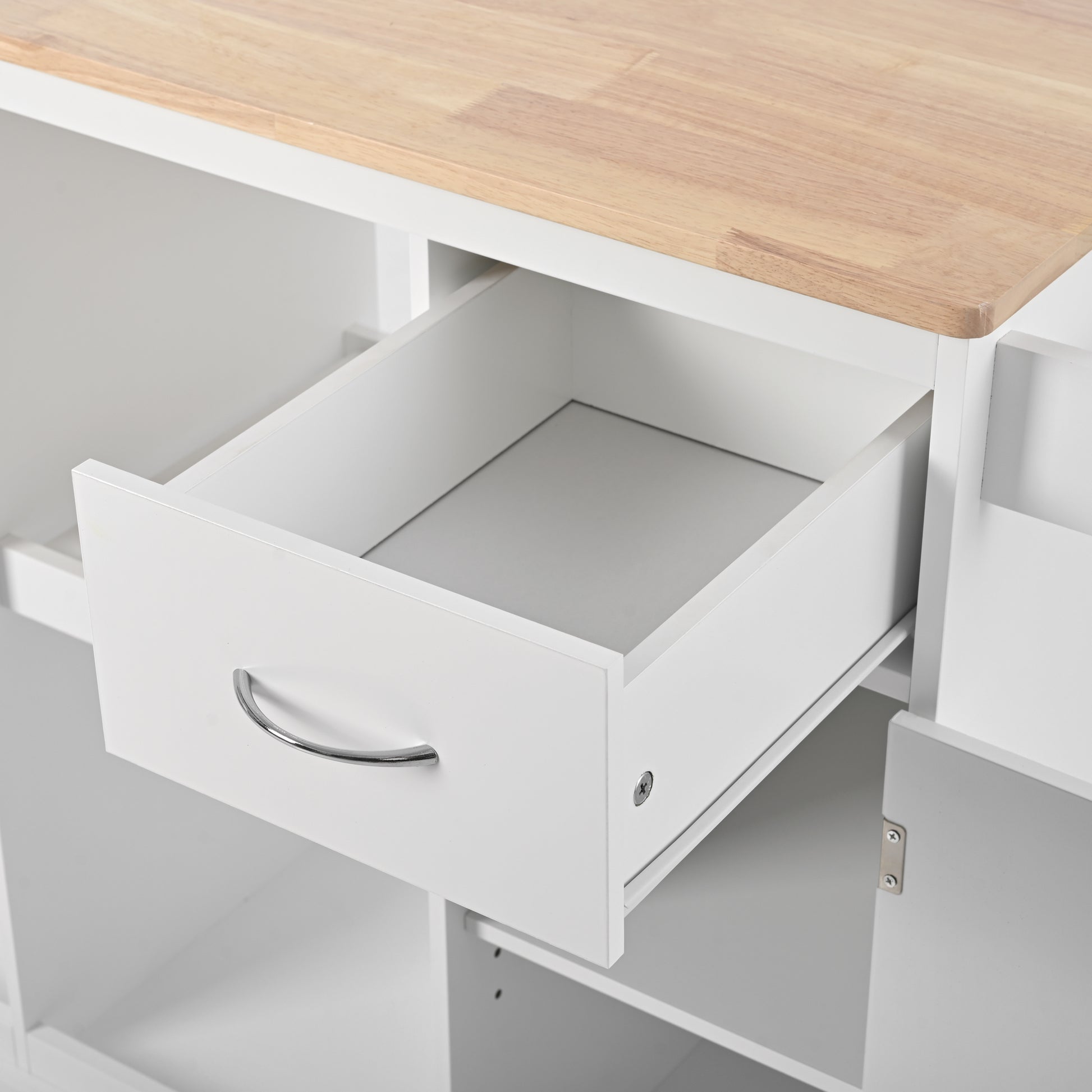 Multipurpose Kitchen Cart Cabinet with Side Storage white-mdf