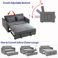 Convertible Sofa Bed, 3 In 1 Versatile Velvet Double Sofa With Pullout Bed, Seat With Adjustable Backrest, Lumbar Pillows, And Living Room Side Pockets, 54 Inch, Grey Brown Wood Primary Living Space Delicate Duty Eucalyptus 2 Seat Grey Velvet Soft Pillow