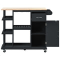 Multipurpose Kitchen Cart Cabinet with Side Storage black-mdf