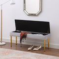 Large Storage Benches Set, Trim 2 In 1 Combination Benches, Tufted Velvet Benches With Gold Leg For Living Room, Entryway, Hallway, Bedroom Support 250Lbs Light Gray Fabric