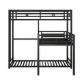 L Shaped Metal Triple Twin Size Bunk Bed, Black Old Sku:Sm000605Aab Box Spring Not Required Twin Black Metal Bedroom Bunk Metal