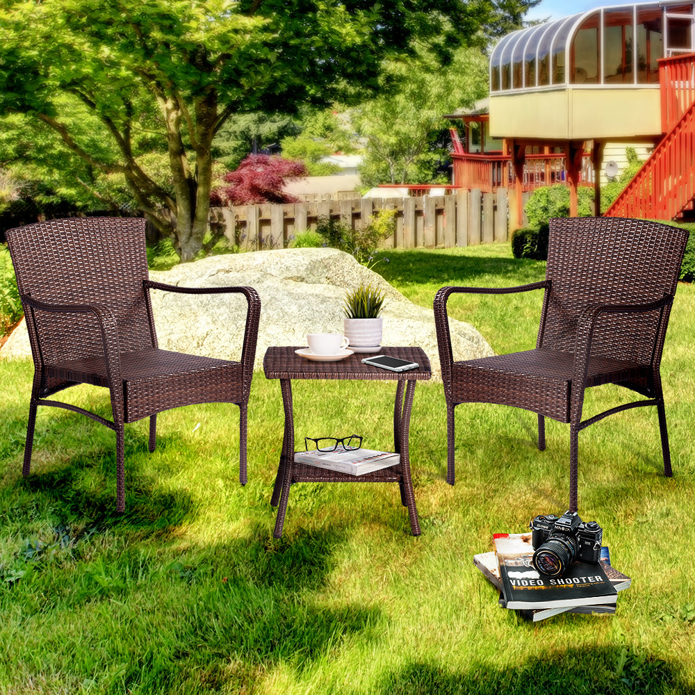 3 Pieces Outdoor Seating Group Furniture, Pe