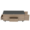 Modern Lift Top Coffee Table Multi Functional Table With 3 Drawers In Walnut & Black Walnut Black Mdf
