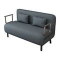 55 Convertible Chair Bed, Tri Fold Sofa Bed With Adjustable Backrest & Pillow, Leisure Chaise Lounge Couch With Sturdy Steel Frame For Home & Office, Comfortable Sleeper Chair Blue Grey Velvet Primary Living Space Contemporary Polyurethane Foam Metal 2