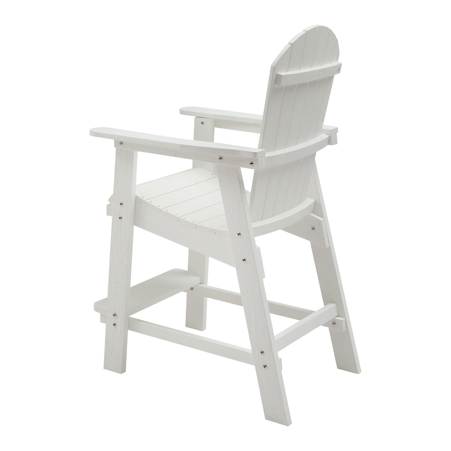 Hips Bar Chair With Armrest,Patio Bar Chair Set Of 2, White Matte White Hdpe