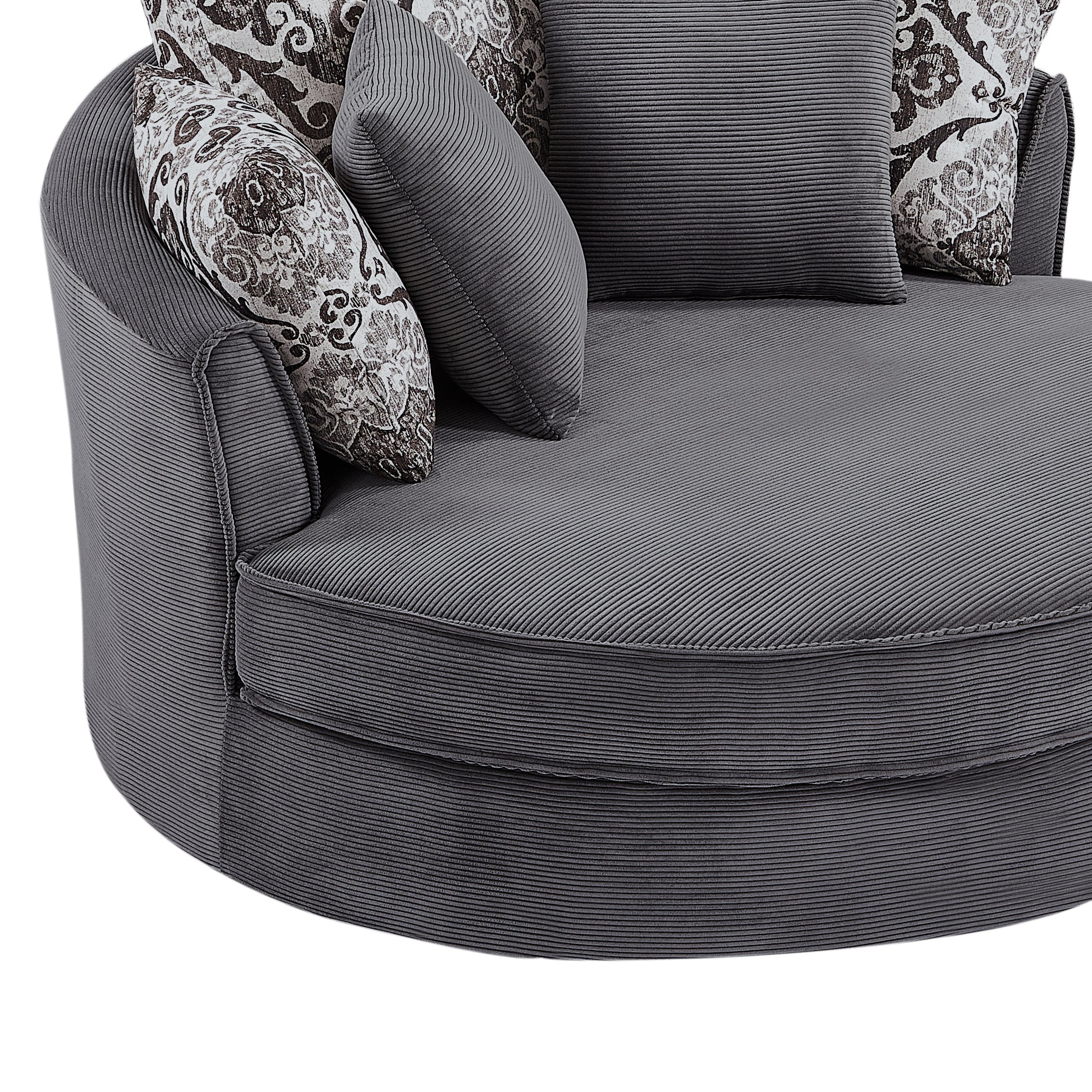 Swivel Accent Barrel Chair With 5 Movable Pillow 360 Degree Swivel Round Sofa Chair For Living Room,Bedroom, Hotel, Grey Grey Foam Corduroy