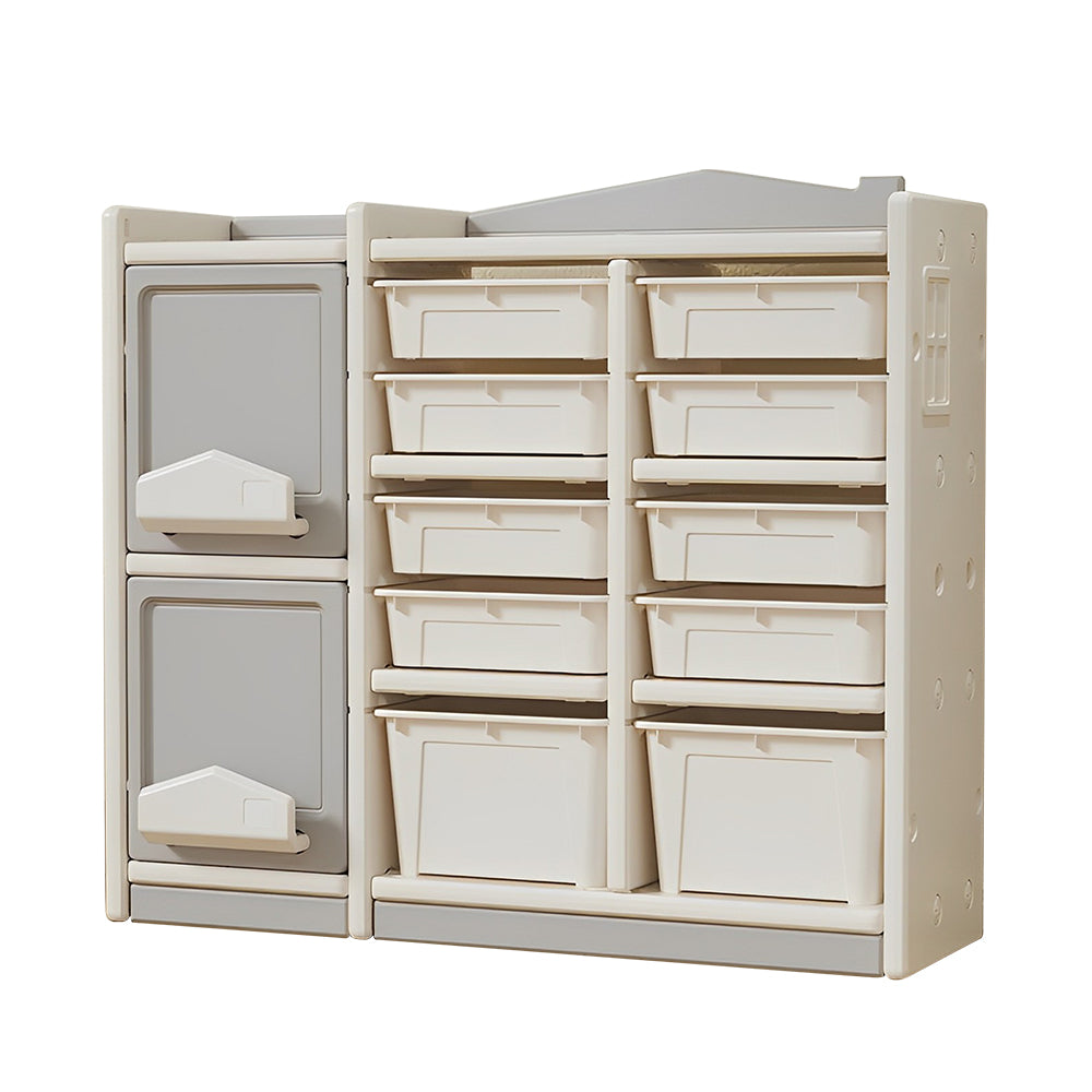 Multilayer Storage,Toy Picture Book Storage Children'S Floor Shelf Building Blocks Plastic Storage Cabinet Car Clutter Organizer Basket. Grey Hdpe