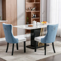 Nikki Collection Modern, High End Tufted Solid Wood Contemporary Pu And Velvet Upholstered Dining Chair With Wood Legs Trim 2 Pcs Set, White Light Blue, Sw2101Wl White Pu Dining Room American Design Rubberwood Foam Pu Leather