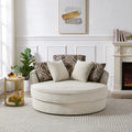 Swivel Accent Barrel Chair With 5 Movable Pillow 360 Degree Swivel Round Sofa Chair For Living Room,Bedroom, Hotel, Beige Beige Foam Corduroy