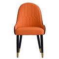 Modern Pu Sponge Filled Dining Chair, Solid Wood Metal Legs, Suitable For Restaurants, Living Rooms And Rooms Set Of 2 Orange Dark Brown Foam Pu