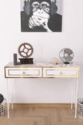 Ardeno Metal Legs Wood Base Console Table White Wood