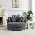 Swivel Accent Barrel Chair With 5 Movable Pillow 360 Degree Swivel Round Sofa Chair For Living Room,Bedroom, Hotel, Grey Grey Foam Corduroy