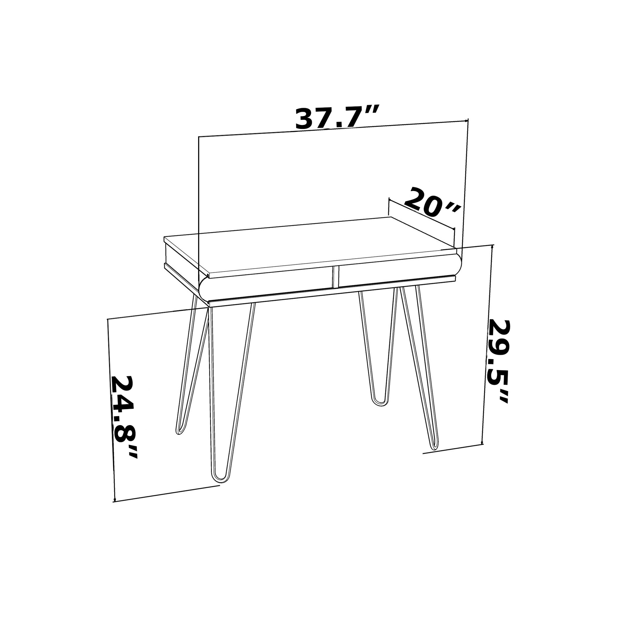 Lora Metal Legs 2 Tier Modern Desk plain light oak-wood