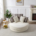 Swivel Accent Barrel Chair With 5 Movable Pillow 360 Degree Swivel Round Sofa Chair For Living Room,Bedroom, Hotel, Beige Beige Foam Corduroy