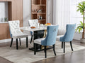 Nikki Collection Modern, High End Tufted Solid Wood Contemporary Pu And Velvet Upholstered Dining Chair With Wood Legs Trim 2 Pcs Set, White Light Blue, Sw2101Wl White Pu Dining Room American Design Rubberwood Foam Pu Leather