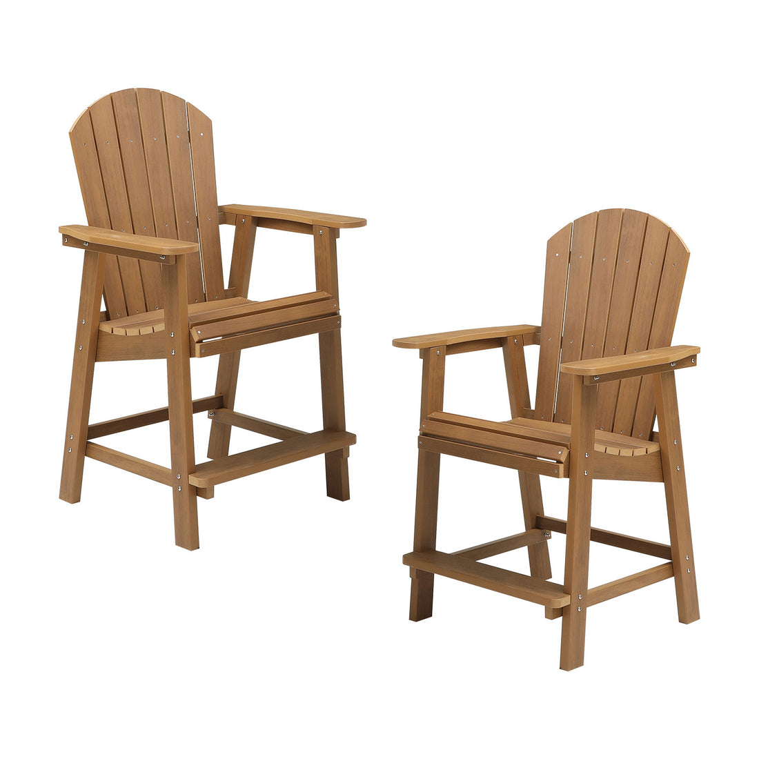 Hips Bar Chair With Armrest,Patio Bar Chair Set Of 2 Adirondack Chairs Set Of 2 For Outdoor Deck Lawn Pool Backyard Teak Light Teak Hdpe