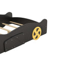 Full Size Race Car Shaped Platform Bed With Wheels And Storage, Black Yellow Box Spring Not Required Full Black Wood Bedroom Bed Frame Solid Wood Mdf