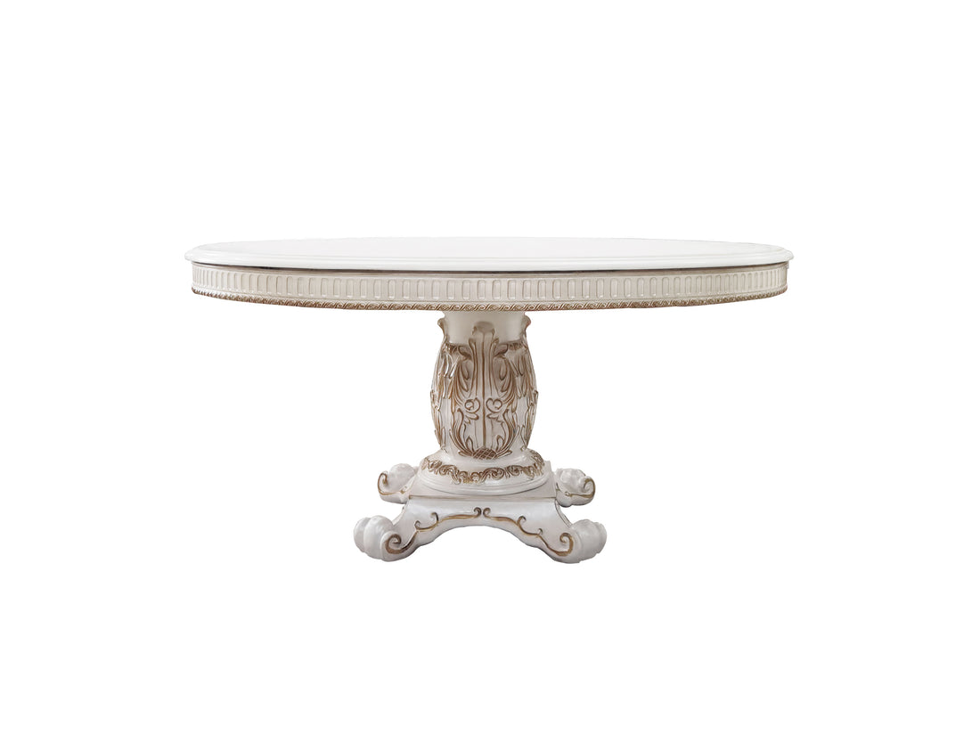 Vendome Dining Table Antique Pearl Finish Dn01222 Antique White Solid Wood