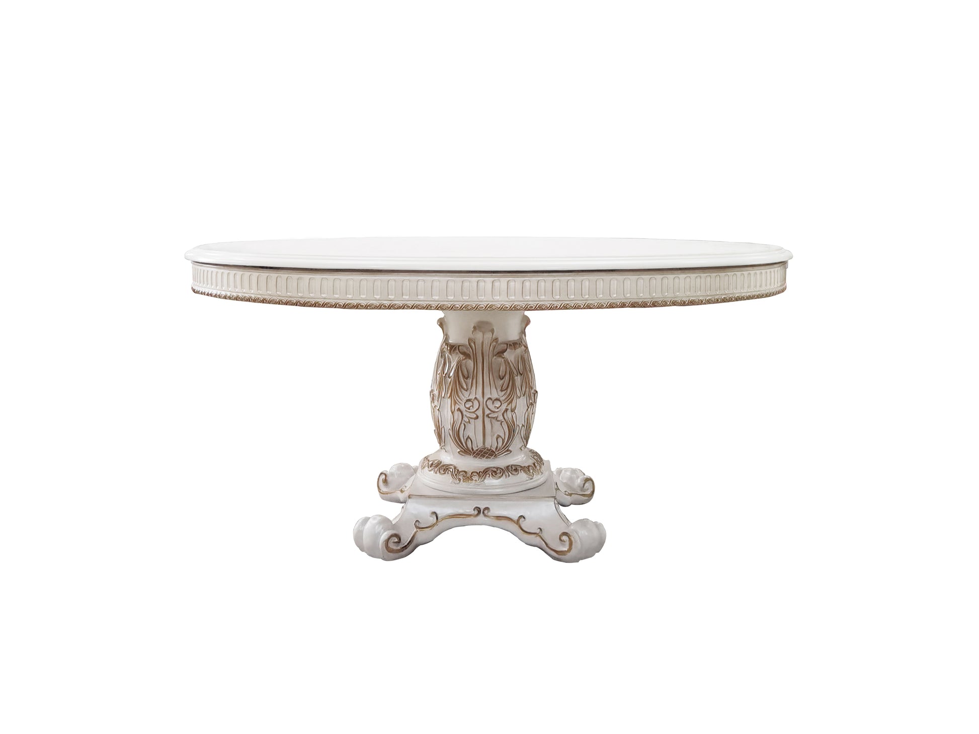 Vendome Dining Table Antique Pearl Finish Dn01222 Antique White Solid Wood