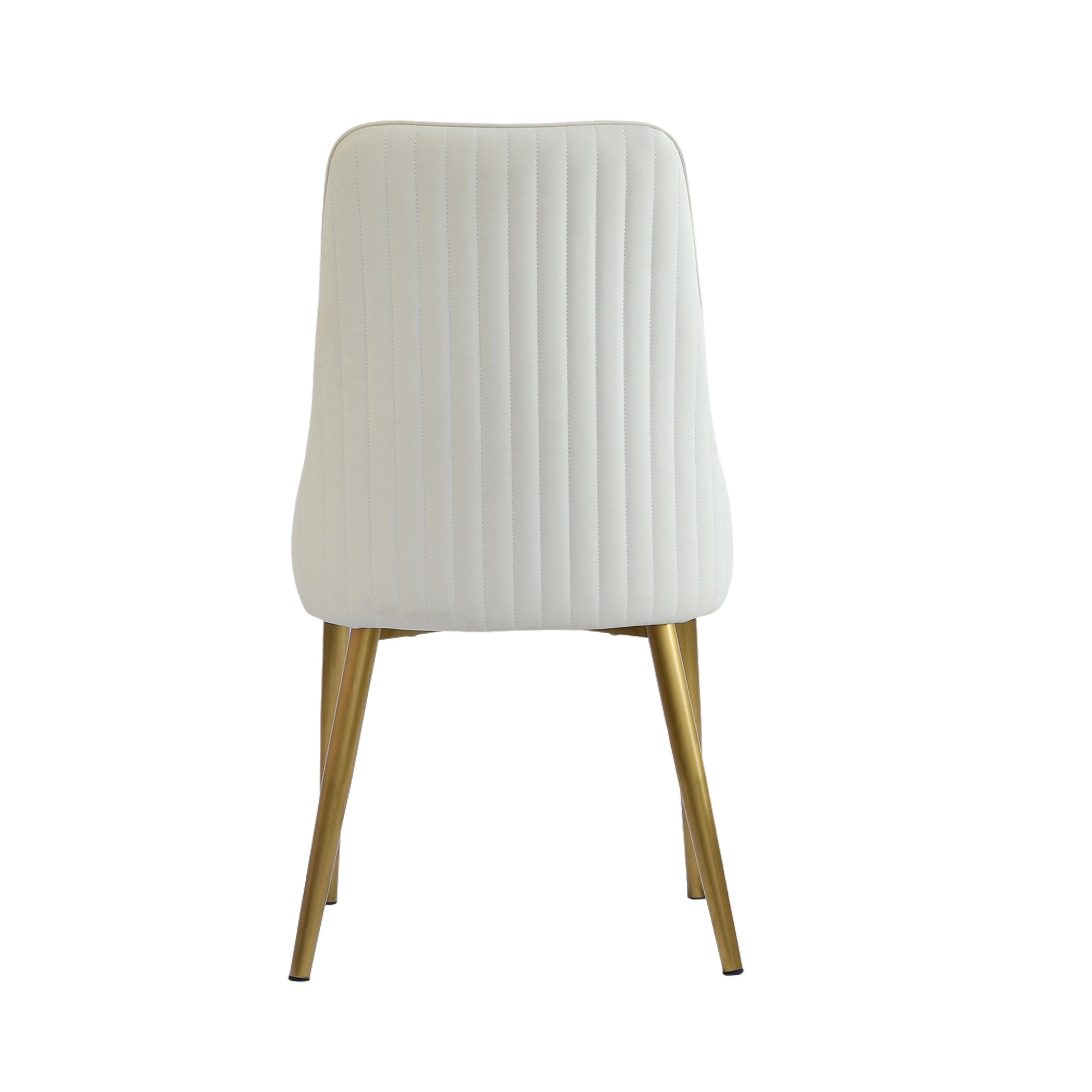 Modern Pu Sponge Filled Dining Chair, Solid Wood Metal Legs, Suitable For Restaurants, Living Rooms And Rooms Set Of 2 White Foam Pu