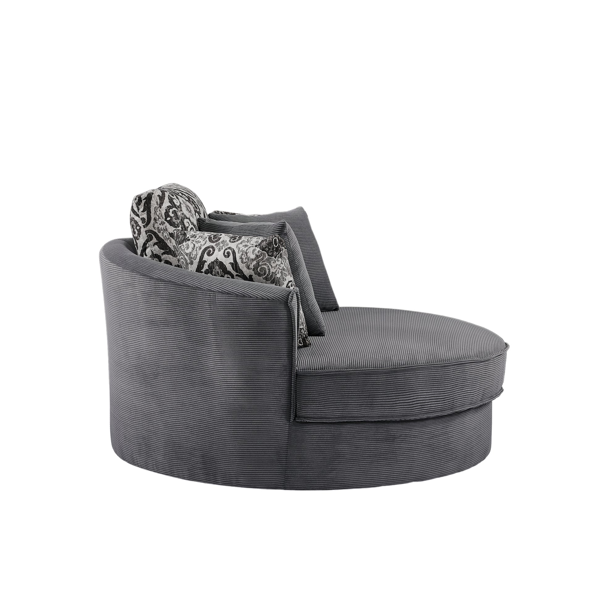 Swivel Accent Barrel Chair With 5 Movable Pillow 360 Degree Swivel Round Sofa Chair For Living Room,Bedroom, Hotel, Grey Grey Foam Corduroy