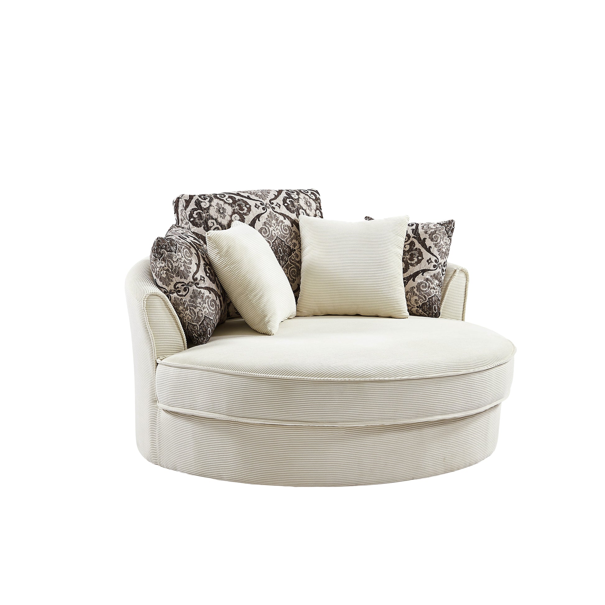 Swivel Accent Barrel Chair With 5 Movable Pillow 360 Degree Swivel Round Sofa Chair For Living Room,Bedroom, Hotel, Beige Beige Foam Corduroy
