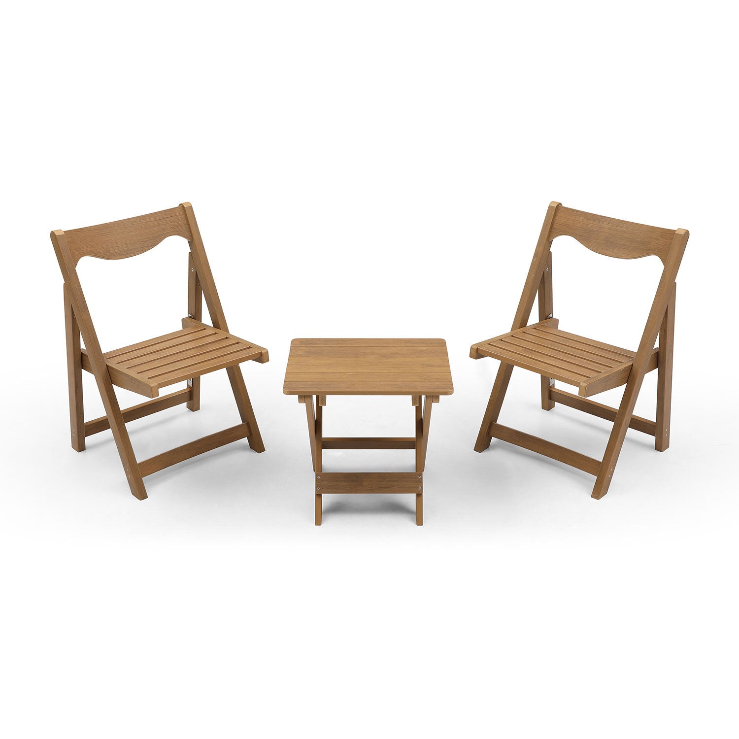 HIPS Material Outdoor Bistro Set Foldable Small Table teak-hdpe