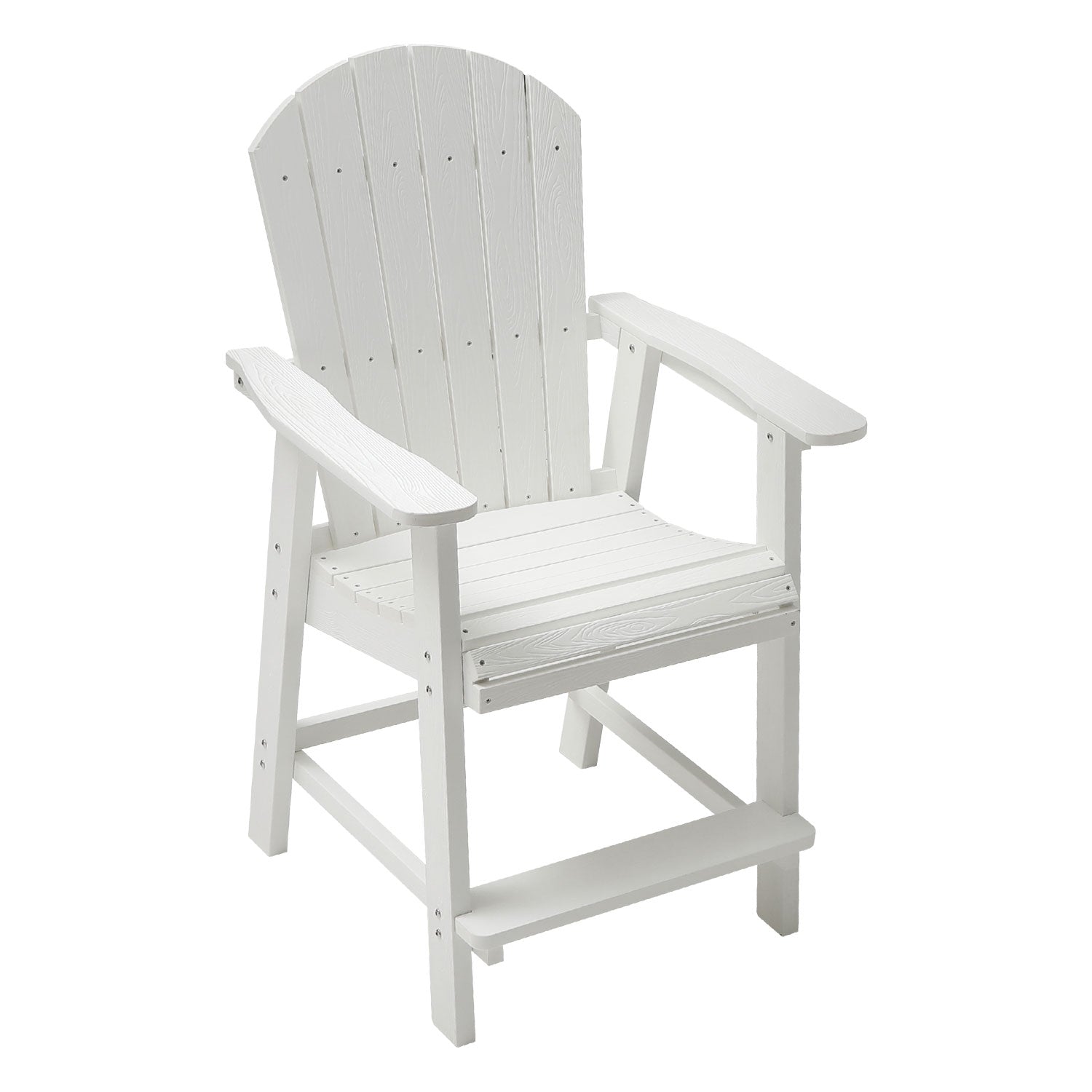 Hips Bar Chair With Armrest,Patio Bar Chair Set Of 2, White Matte White Hdpe