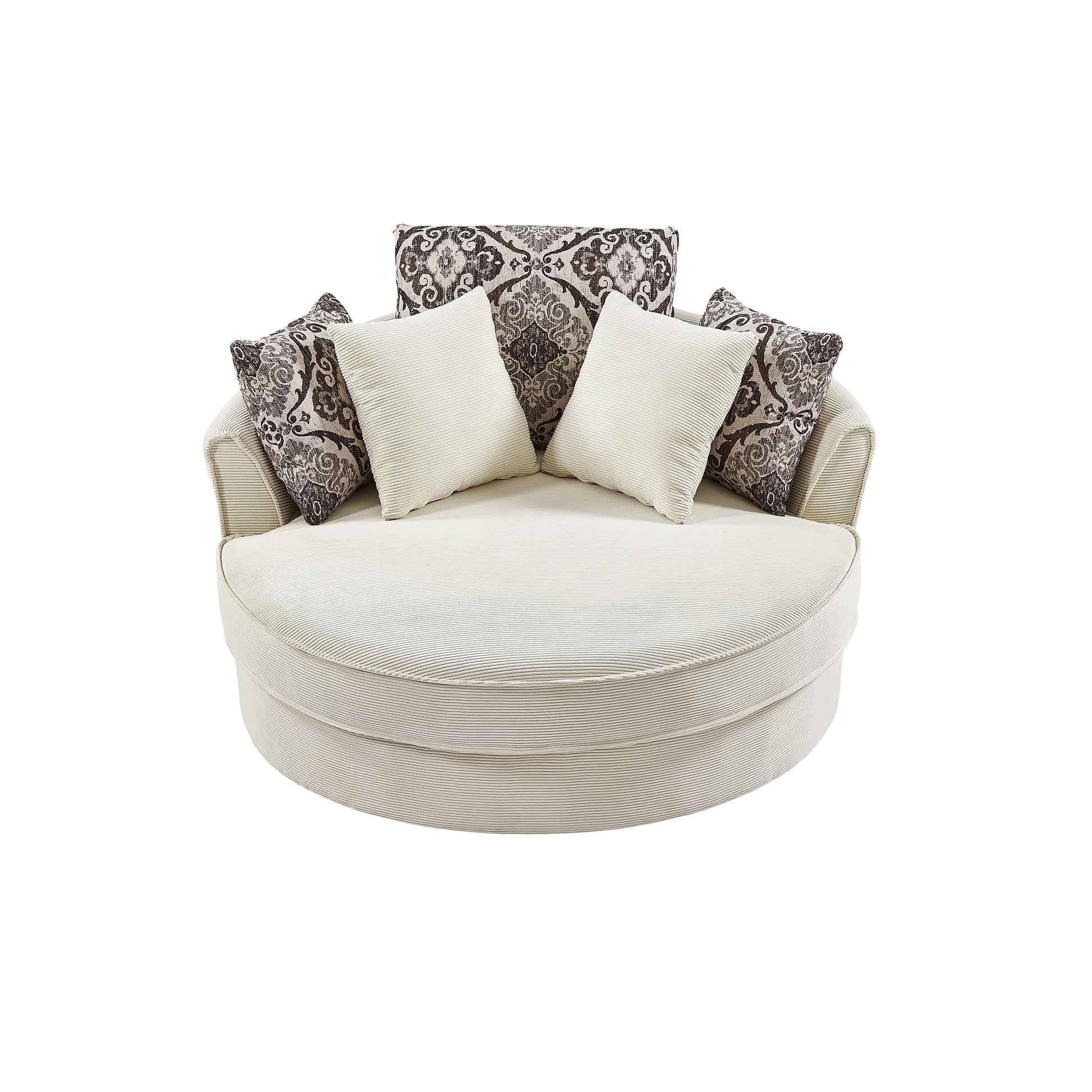 Swivel Accent Barrel Chair With 5 Movable Pillow 360 Degree Swivel Round Sofa Chair For Living Room,Bedroom, Hotel, Beige Beige Foam Corduroy