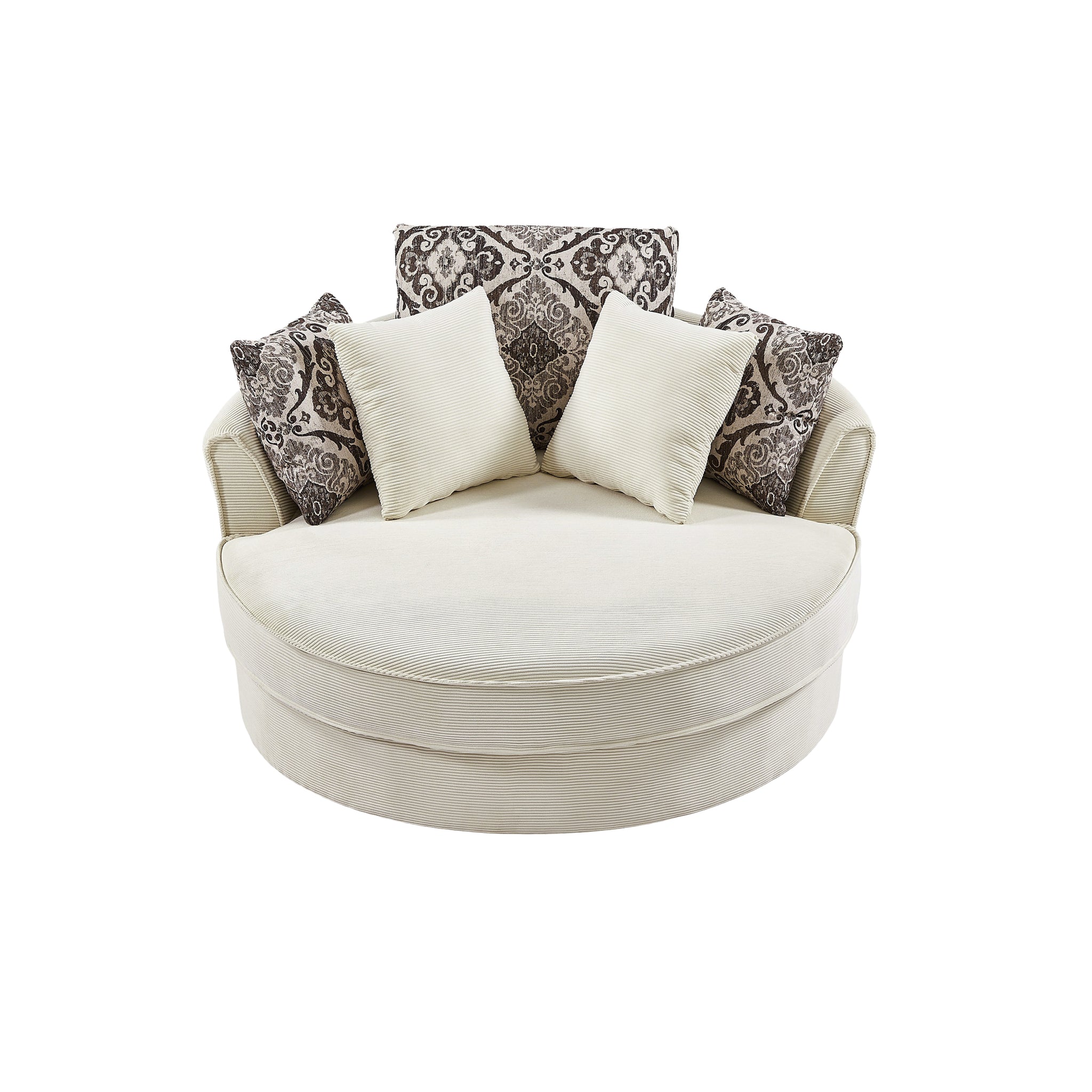 Swivel Accent Barrel Chair with 5 Movable Pillow 360 beige-foam-corduroy