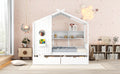 Wooden Full Size House Bed With 2 Drawers,Kids Bed With Storage Shelf, White Full White Solid Wood