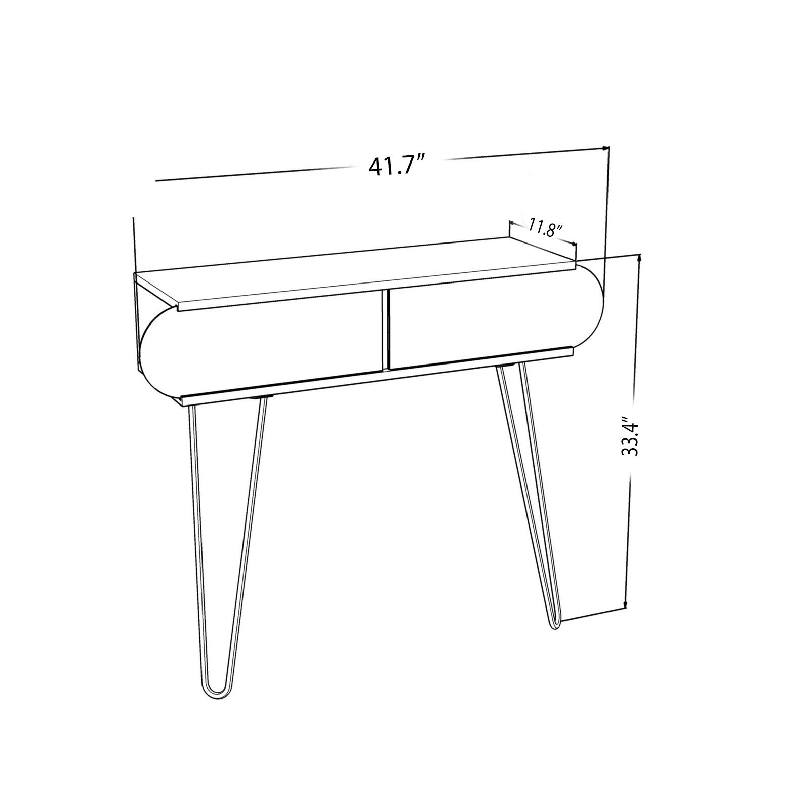 Lora Metal Legs 2 Tier Console Table Plain Light Oak Wood