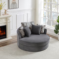 Swivel Accent Barrel Chair With 5 Movable Pillow 360 Degree Swivel Round Sofa Chair For Living Room,Bedroom, Hotel, Grey Grey Foam Corduroy