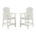 Hips Bar Chair With Armrest,Patio Bar Chair Set Of 2, White Matte White Hdpe