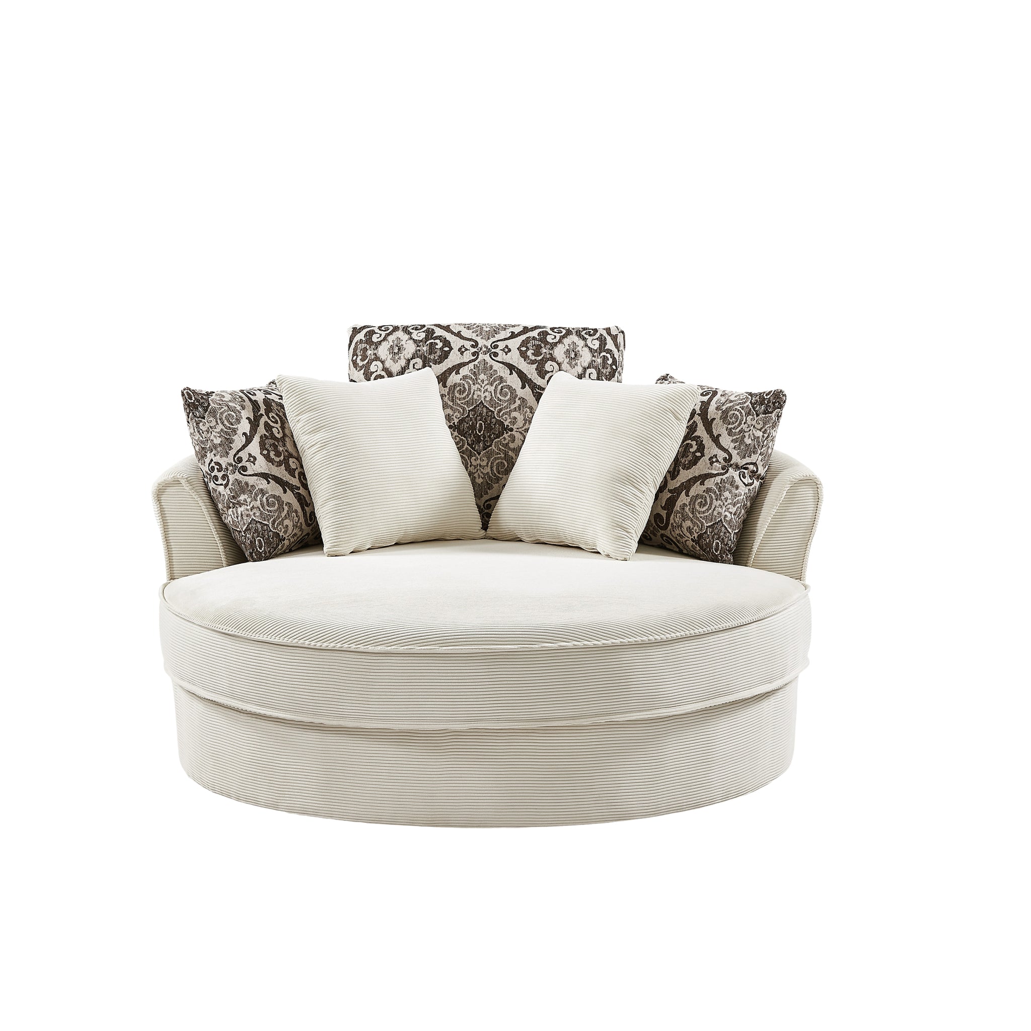 Swivel Accent Barrel Chair with 5 Movable Pillow 360 beige-foam-corduroy
