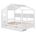 Wooden Full Size House Bed With 2 Drawers,Kids Bed With Storage Shelf, White Full White Solid Wood