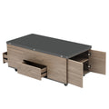 Modern Lift Top Coffee Table Multi Functional Table With 3 Drawers In Walnut & Black Walnut Black Mdf