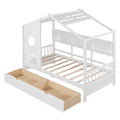 Wooden Twin Size House Bed With 2 Drawers,Kids Bed With Storage Shelf, White Twin White Solid Wood