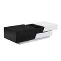 Modern Extendable Sliding Top Coffee Table With Storage In White&Black White Black Mdf