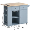 Kitchen Island with Power Outlet,Kitchen Storage blue-mdf