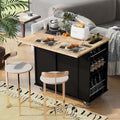 Kitchen Island with Power Outlet,Kitchen Storage black-mdf