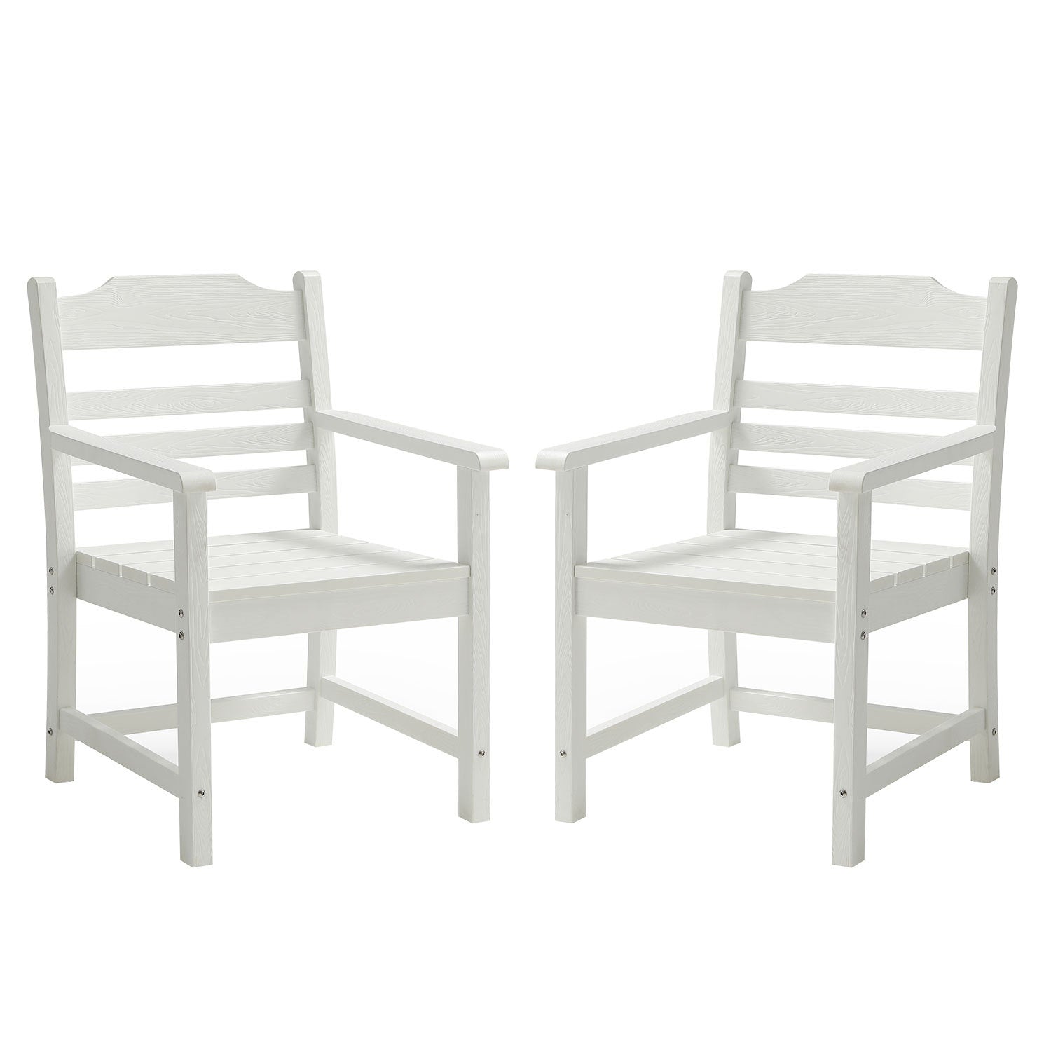 Patio Dining Chair with Armset Set of 2, Pure White white-hdpe