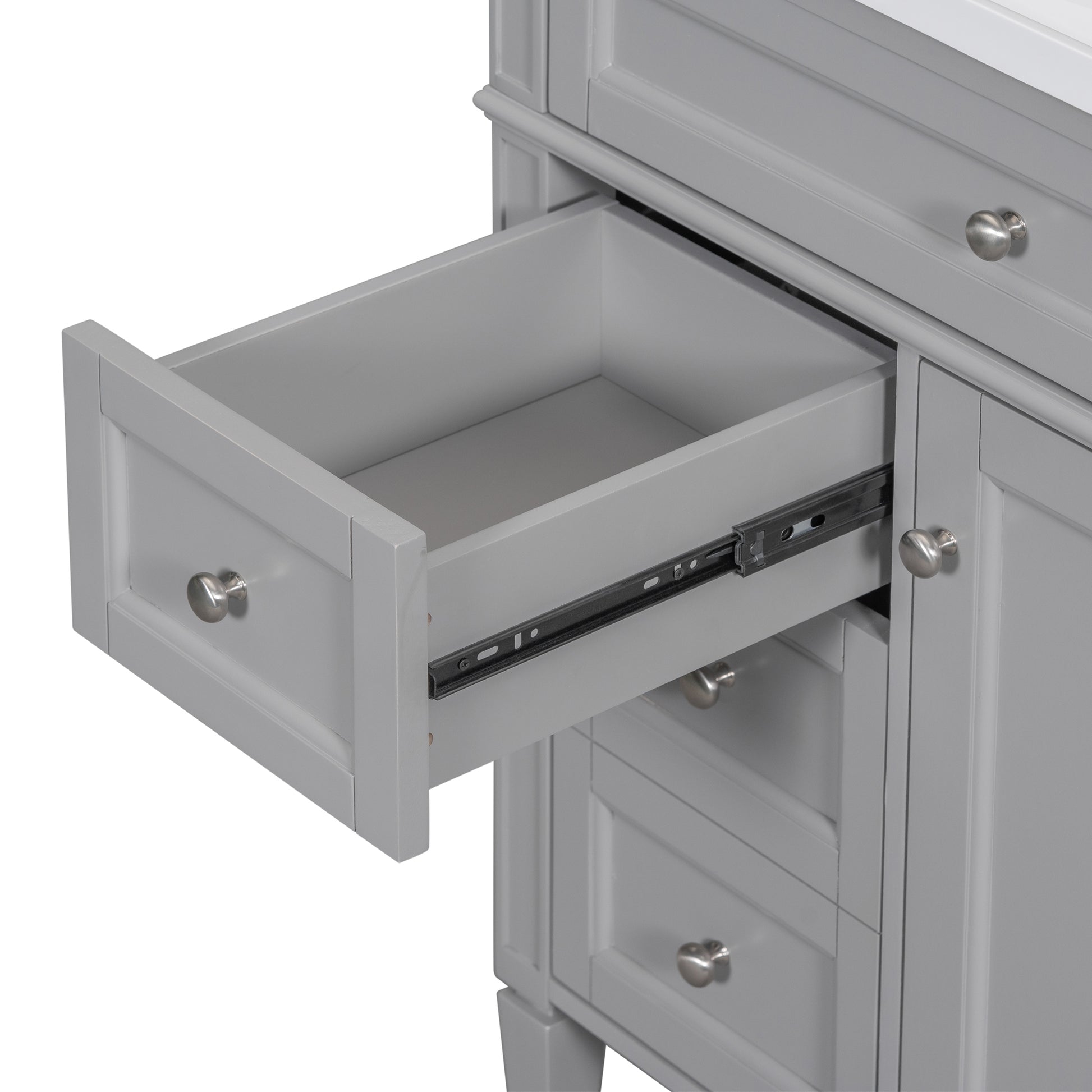 30'' Bathroom Vanity With Top Sink, Modern Bathroom Storage Cabinet With 2 Drawers And A Tip Out Drawer, Single Sink Bathroom Vanity Grey Mdf