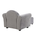 Kids Chair, Kids Upholstered Couch With Ottoman Dark Gray Velvet