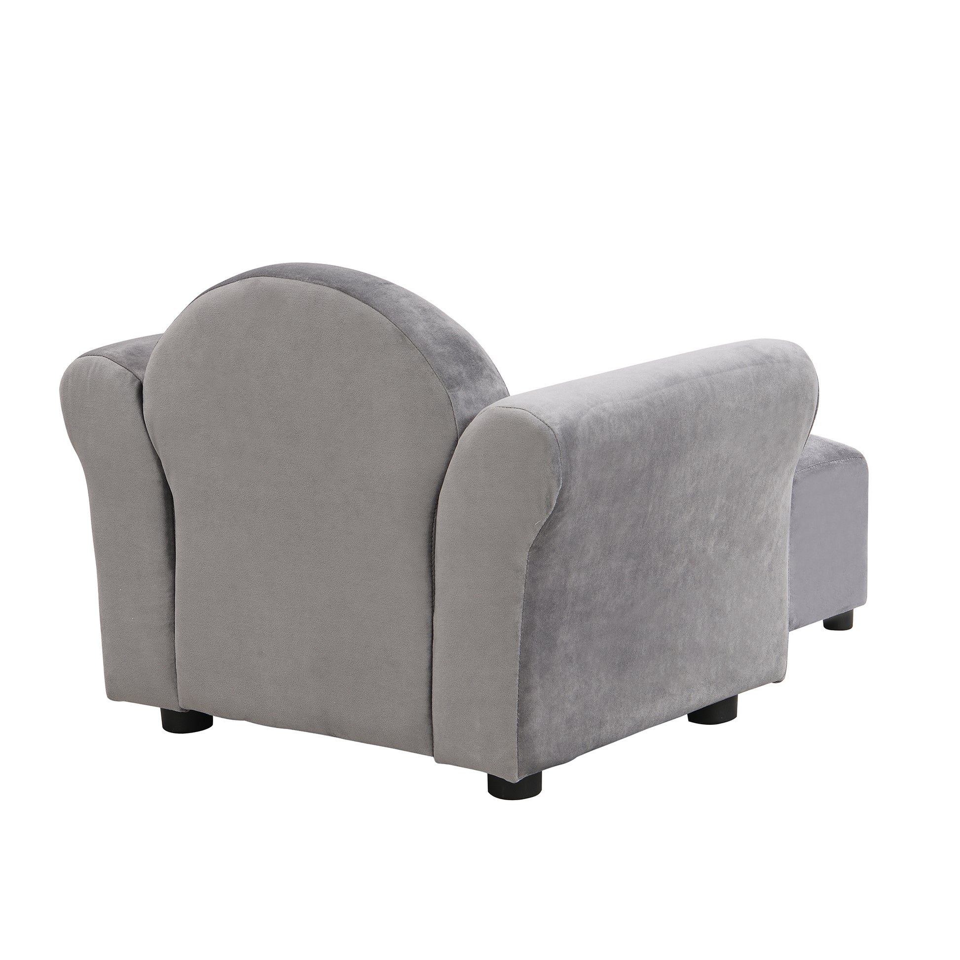 Kids Chair, Kids Upholstered Couch With Ottoman Dark Gray Velvet