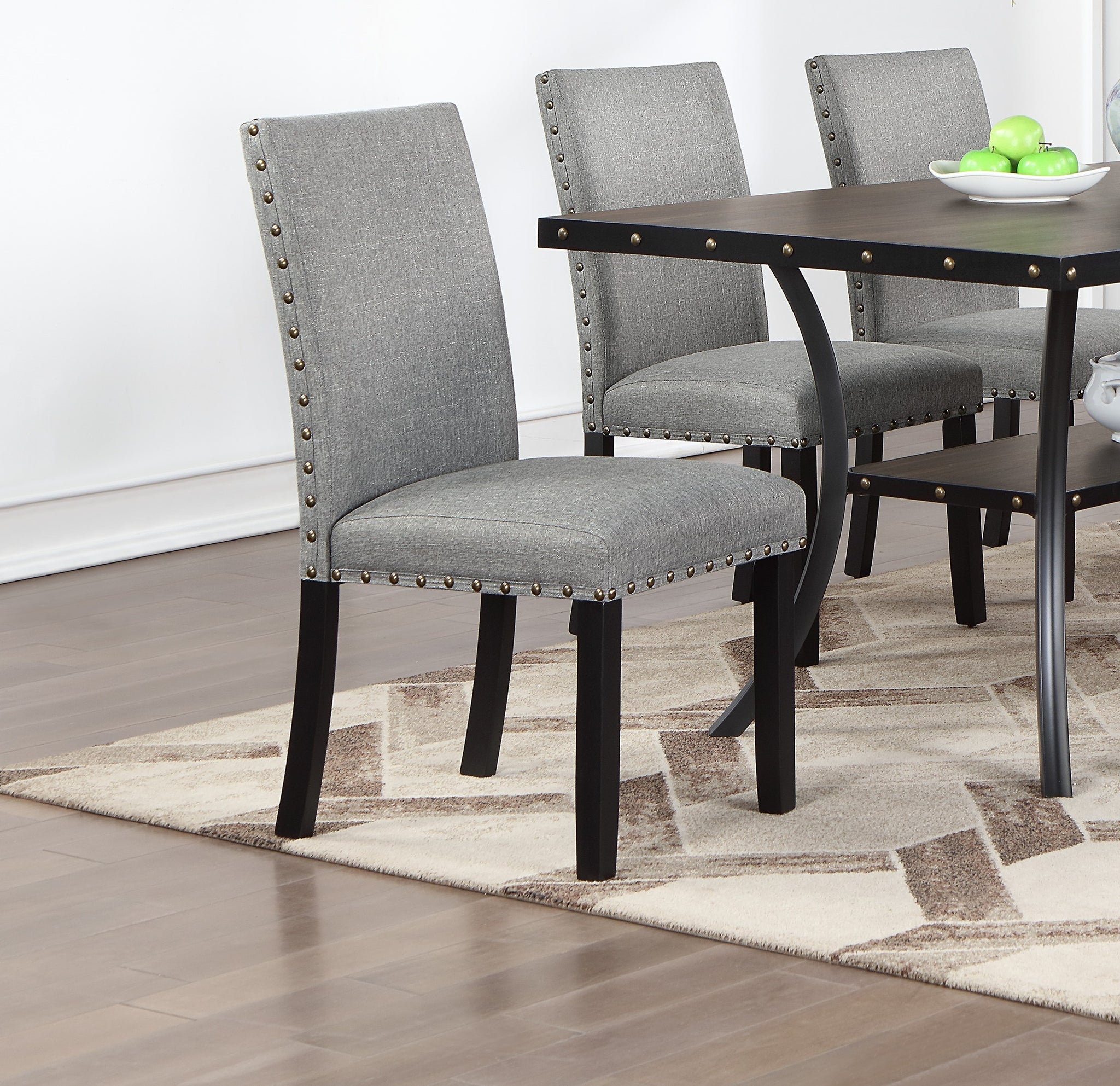 Grey Fabric Modern Set of 2 Dining Chairs Plush gray-dining