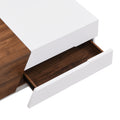 Modern Extendable Sliding Top Coffee Table With Storage In White&Walnut White Walnut Mdf