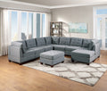 Modular Sectional 9Pc Set Living Room Furniture Corner Sectional Tufted Nail Heads Couch Gray Linen Like Fabric 3X Corner Wedge 4X Armless Chairs And 2X Ottomans Gray Primary Living Space Contemporary,Modern Fabric 9 Seat